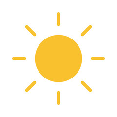 Flat sun Icon. Summer pictogram. Sunlight symbol. Vector illustration, EPS10.