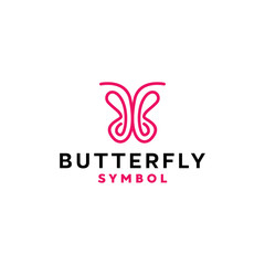 Obraz premium Butterfly logo design vector template with modern line Concept style. animal icon for badge, mascot, emblem, fashion, brand, salon, spa, Company And Business.