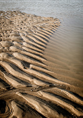 Ripples of sand on the beach after flow