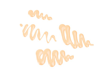 Liquid foundation swatch isolated on white background. Close Up of makeup cream sample.