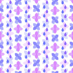 紫陽花と雨粒　シームレスパターン　紫