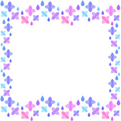 紫陽花と雨粒　正方形　カラフルA