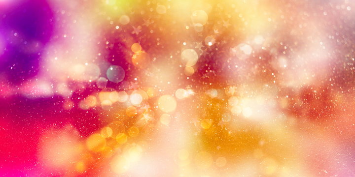 Abstract Blurred Light Background ,Festive elegant abstract background with bokeh lights and stars