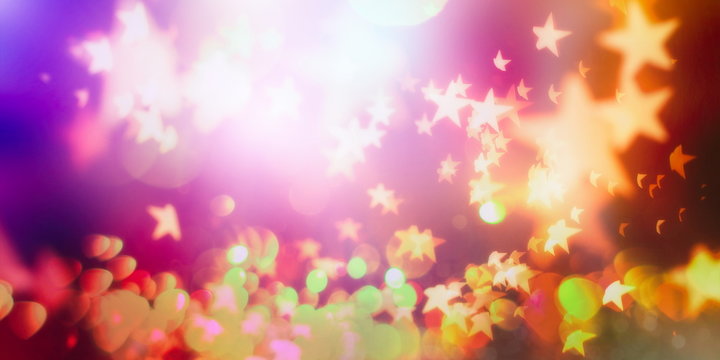 Abstract Blurred Light Background ,Festive elegant abstract background with bokeh lights and stars