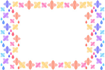 紫陽花と雨粒　長方形　カラフルB