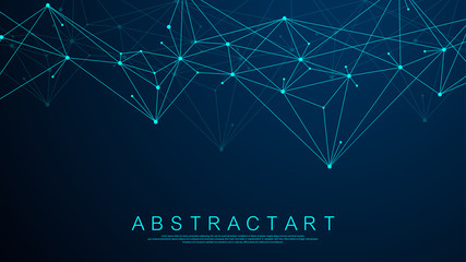 Abstract plexus background with connected lines and dots. Plexus geometric effect. Digital data visualization. Futuristic technology style low-poly element for design. Vector illustration.