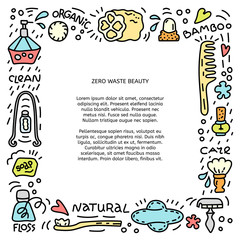 Zero waste illustration, doodle square frame template