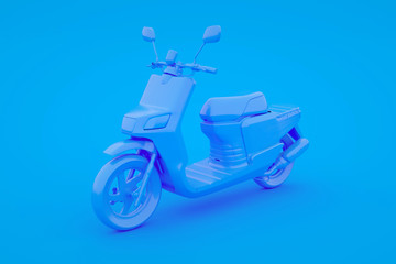 Scooter isolated on blue background. 3d rendering