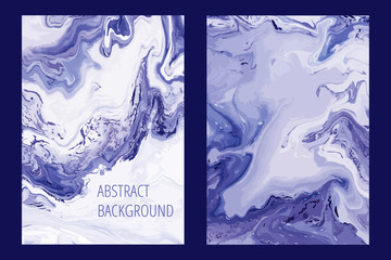 Violet creative abstract hand painted background,liquid marble texture, set of cover for flyer