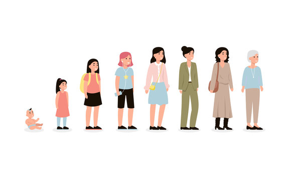 adult; age; aging; baby; body; business; cartoon; character; child; childhood; collection; cycle; development; different; elderly; evolution; family; flat; generation; girl; grandmother; grow; growing