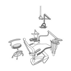 Interior dental office and modern equipment.