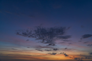 dramatic sky with clouds in the evening