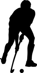 Silhouette of field hockey player with a hockey stick