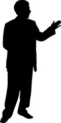 Vector silhouette of a man in a suit that stands