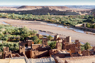 Panoramic view of clay town Ait Ben Haddou, Morocco