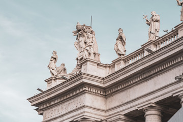 Fototapeta na wymiar Detail from buildings in Piazza San Pietro, St Peter's Square in Vatican