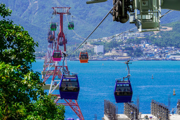 View of the Vinpearl Cable Car in Nha Trang, Vietnam - obrazy, fototapety, plakaty