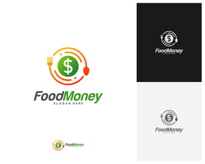 Creative Food Money logo design vector. Restaurant, food court, cafe logo template. Icon symbol. Illustration