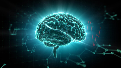 Brain head human mental idea mind 3D illustration background