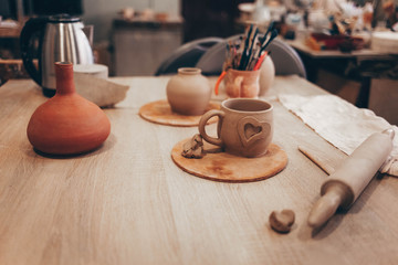 Pottery creative mess on the table