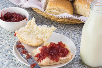 Fresh baked potato rolls.