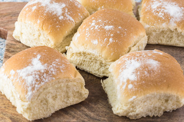 Fresh baked potato rolls.