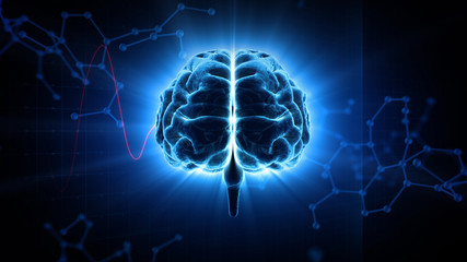 Brain head human mental idea mind 3D illustration background