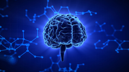 Brain head human mental idea mind 3D illustration background