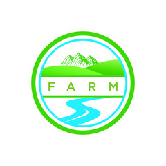 vintage logo about mountains and agriculture.