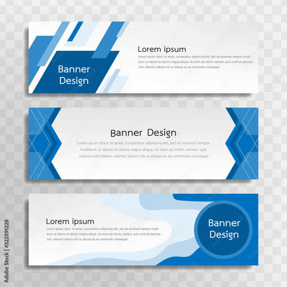 Wall mural a set of blue banner templates designed for the web and various headlines are available in three dif