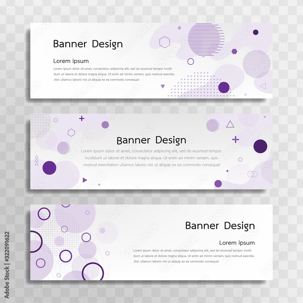 Poster a set of purple banner templates designed for the web and various headlines are available in three d