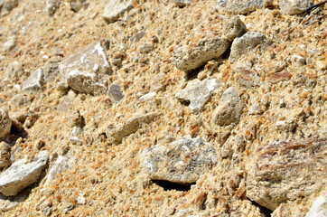Natural gray gypsum stone. Close up image of stones with black and white. Industrial mining area. Limestone mining, quarry
