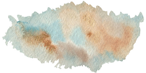 Watercolor abstract  green lilac shapes, textures on white background