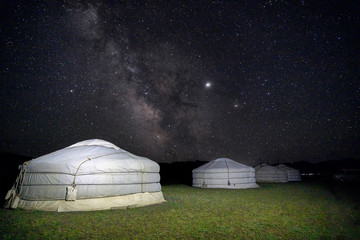 Milky way over ger camp in Mongolia