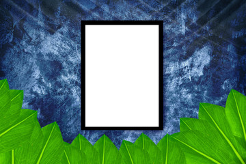 White Frame on Dark Cement wall surface background