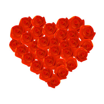 Heart of roses illustration. Heart symbol of love. Happy Valentines day. Bright illustration.