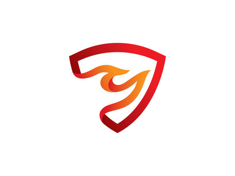 Fire shield logo symbol or icon template