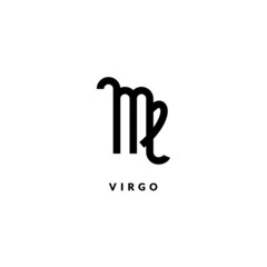 Zodiac virgo line sign. Astrology icon isolated on white background, outline symbol astrological horoscope. Vector illustration of virgo zodiac design editable stroke - obrazy, fototapety, plakaty