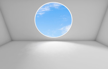 Abstract white interior background, empty room 3d