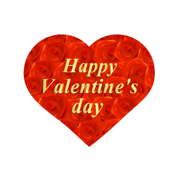 Happy Valentines day. Heart of roses illustration. Heart symbol of love. Bright illustration.