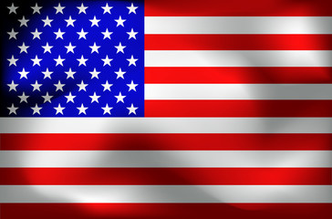 Happy America day background. Flag of USA with folds. Bright background with flag of USA.  Illustration.