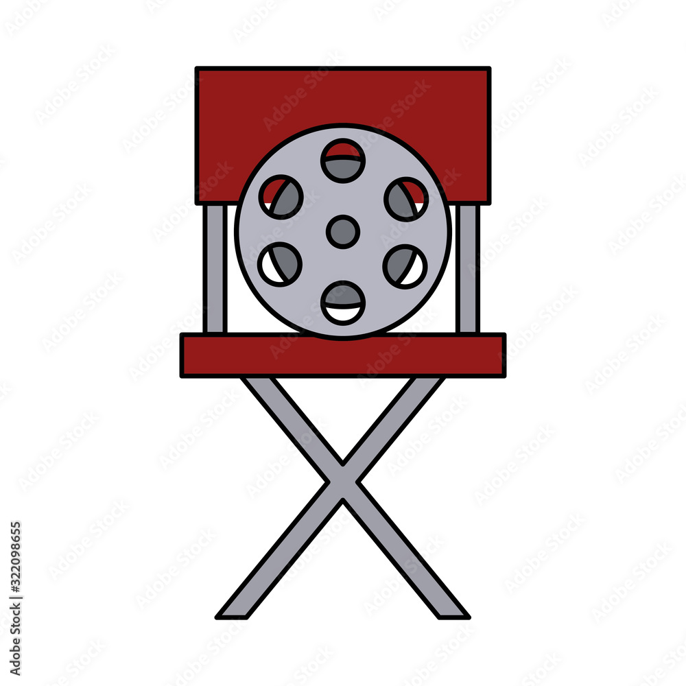 Sticker movie director chair isolated icon