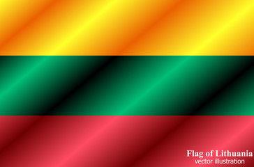 Banner with flag of Lithuania. Colorful illustration with flag for web design. Flag with folds. Bright illustration.