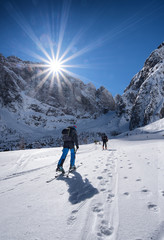Fototapeta na wymiar Ski touring in the Alps