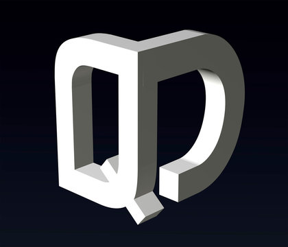 Font stylization of the letters Q and A, B, C, D, H, N, P, R, T, V, W,  Z, font composition of the logo. 3D-visualization