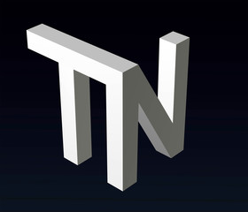 Font stylization of the letters T and B, C, D, E, F, G, Y, H, K, L, M, N, O, P, R, S, Z,  font composition of the logo. 3D rendering