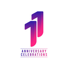 11 Years Anniversary Celebrations Vector Template Design Illustration