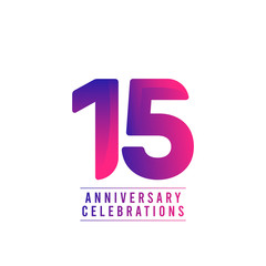 15 Years Anniversary Celebrations Vector Template Design Illustration