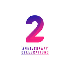 2 Years Anniversary Celebrations Vector Template Design Illustration