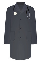 Grey medical coat with stethoscope. vector